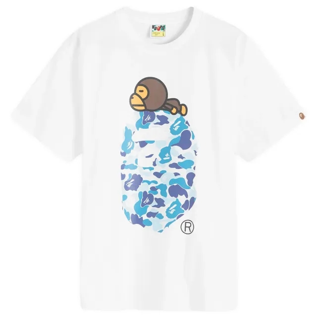 A Bathing Ape Men's ABC Camo on Big Ape T-Shirt White/Blue