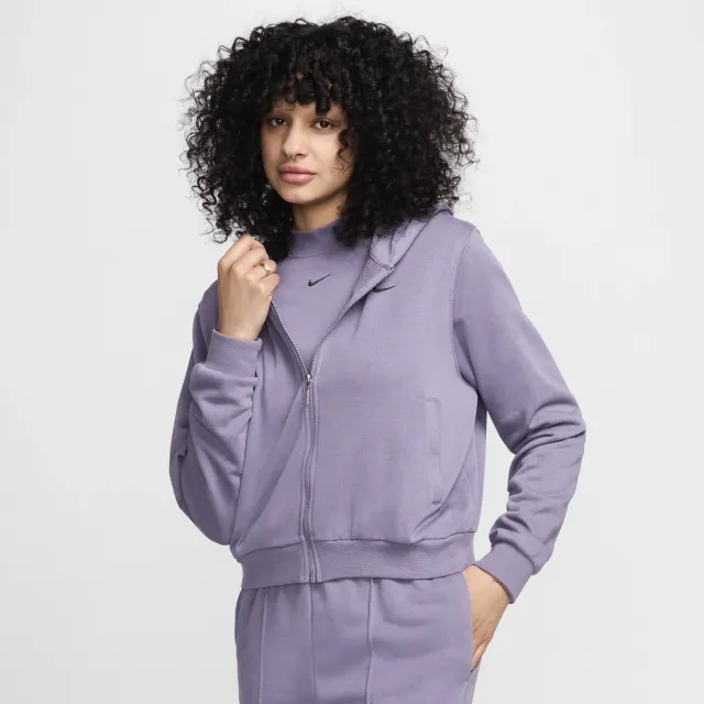 Nike Womens Chill Terry Full Zip Hoodie - Purple - Size L - Purple