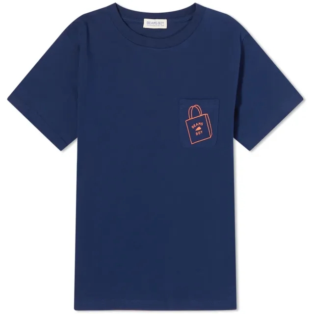 Beams Boy Women's BB Logo Pocket T-Shirt Navy