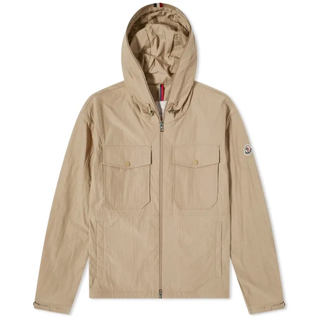 Moncler Men's Plessur Crinkle Nylon Jacket Beige
