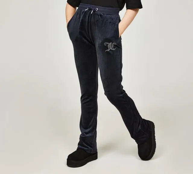 Juicy Couture Girls Diamante Velour Bootcut Pant - Purple - Size XL/G - Purple