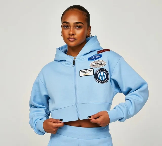 Mercier Womens Original Badge Full Zip Hoodie - Blue - Size XL - Blue