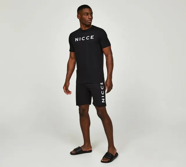 Nicce Rowan T-Shirt and Short Set - Black - Size XL - Black