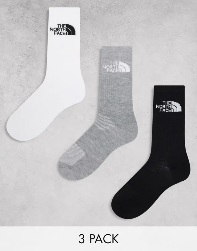 The North Face Simple Dome 3 Pack Logo Socks In White Grey And Black