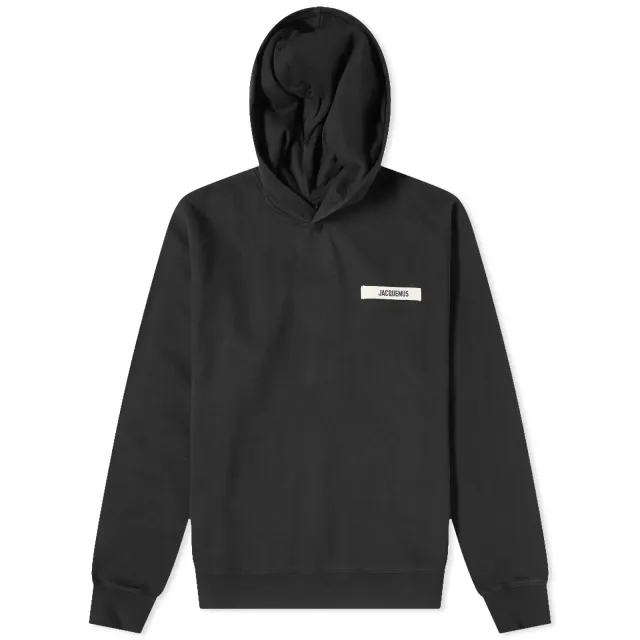 Jacquemus Men's Gros Grain Logo Hoodie Black