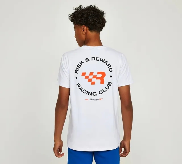 Risk and Reward Junior Racing Club T-Shirt - White - Size S/B - White