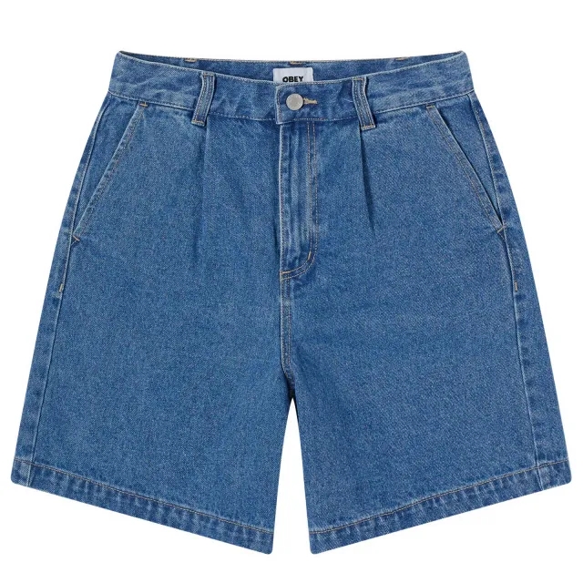 Obey Women's Eli Pleated Short Light Indigo