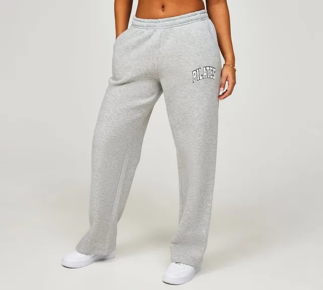 Girl Knows All Womens Pilates Open Hem Fleece Pant - Grey - Size XS - Grey
