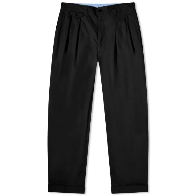 Beams Plus Men's 2 Pleat Chino Black