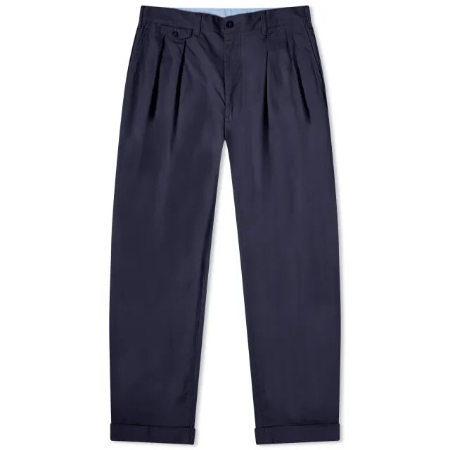 Beams Plus Men's 2 Pleat Twill Trouser Navy