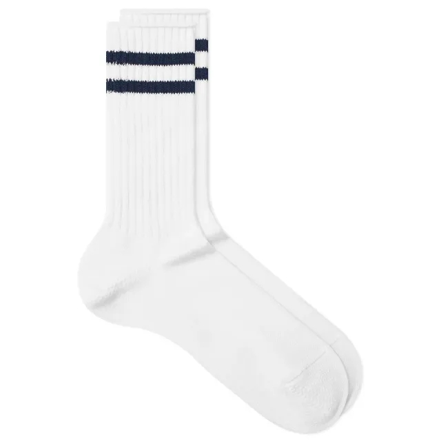 Beams Plus Schoolboy Socks - White / Navy