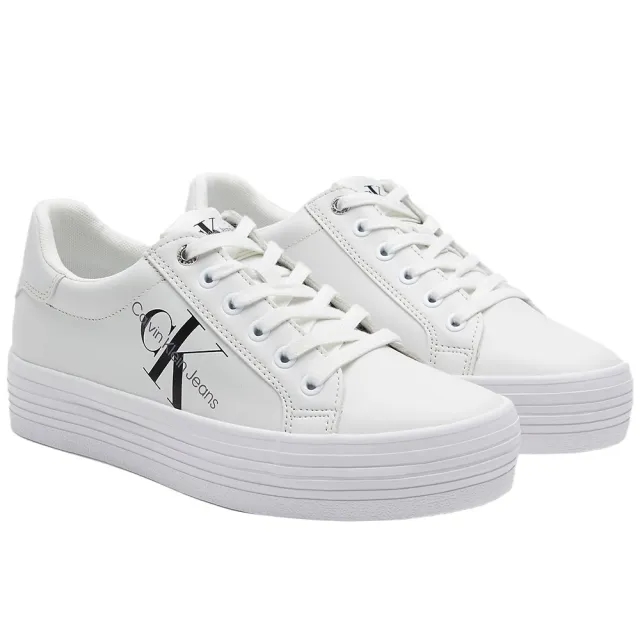 Calvin Klein Womens Vulcanised Platform Low Trainer - Bright White / Black