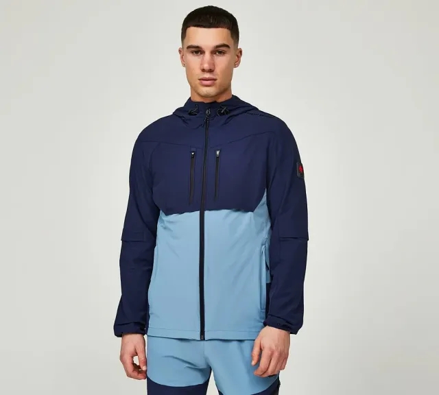 Zavetti Canada Vosso Woven Zip Through Hoodie - Blue - Size L - Blue