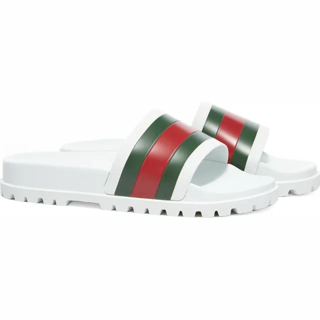 Gucci Men's Pursuit Trek Web Rubber Slide White