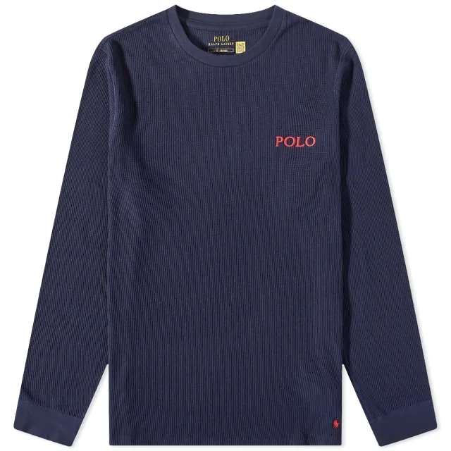 Polo Ralph Lauren RALPH LAUREN Waffle-Knit Crewneck Sleep Shirt - Blue