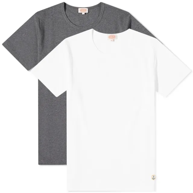 Armor-Lux Men's Basic T-Shirt - 2 Pack White/Grey Marl