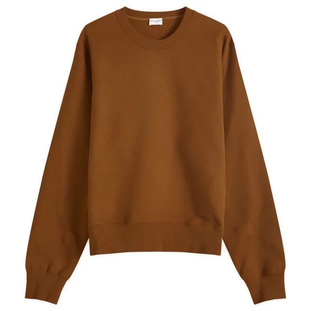 Saint Laurent Men's Logo Crew Neck Sweatshirt Ochre