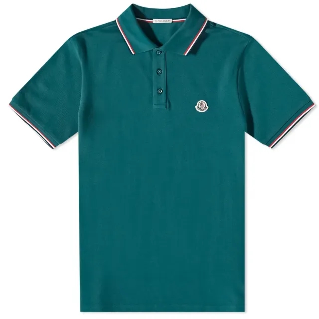 Moncler Men's Classic Logo Polo Forest Green