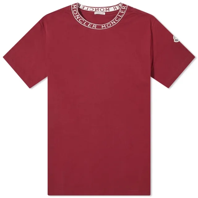 Moncler Men's Collar Logo T-Shirt Burgundy