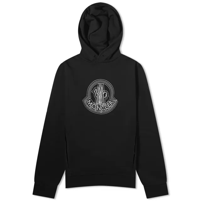 Moncler Embroidered Logo Hoodie - Black