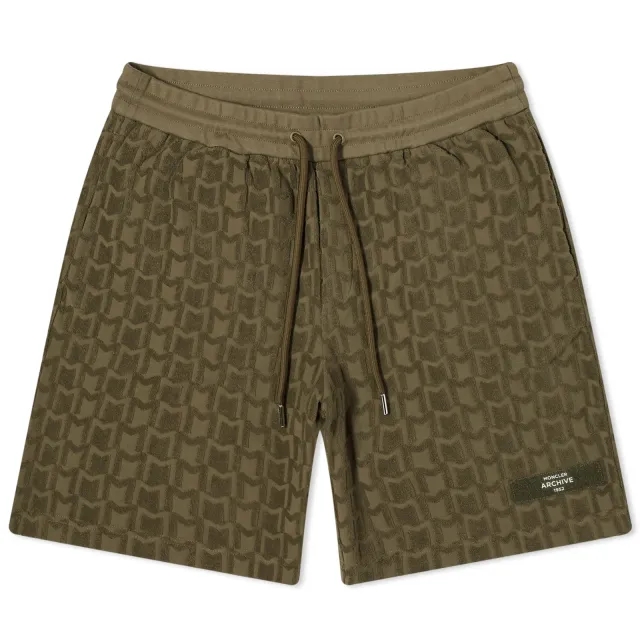 Moncler Men's Towelling Monogram Short Green