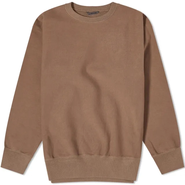Auralee Men's Super Milled Crew Sweat Brown