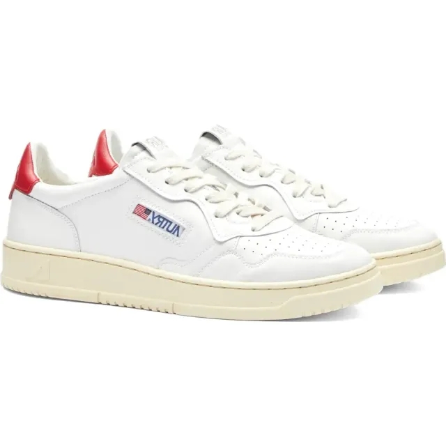 Autry Men's 01 Low Leather Sneaker White/Red