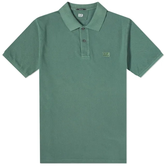 C.P. Company Men's 24/1 Piquet Resist Dyed Polo Shirt Duck Green