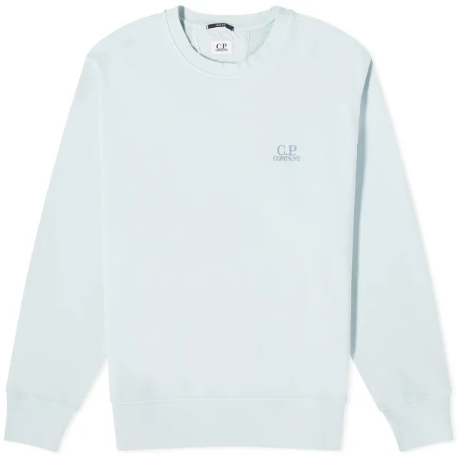 C.P. Company Men's Cotton Diagonal Fleece Logo Sweatshirt Starlight Blue