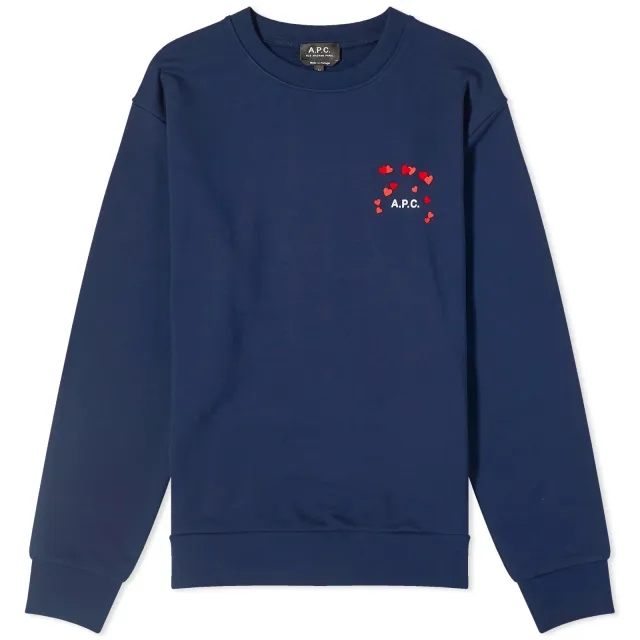 A.P.C. Women's Valentines Logo Crew Sweat Blue