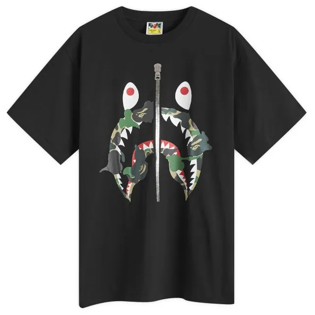 A Bathing Ape Men's ABC Camo Rebuild Shark T-Shirt Black/Green