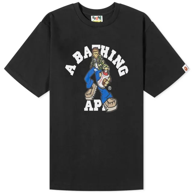 A Bathing Ape Men's Graffiti Character College T-Shirt Black