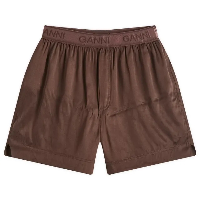 GANNI Women's Washed Satin Shorts Mole