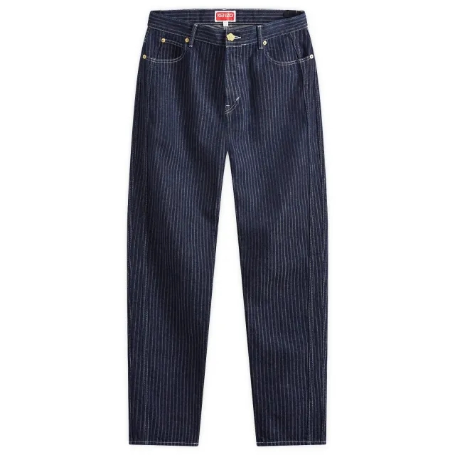 Kenzo Men's Ticking Stripe Straight Leg Jean Blue