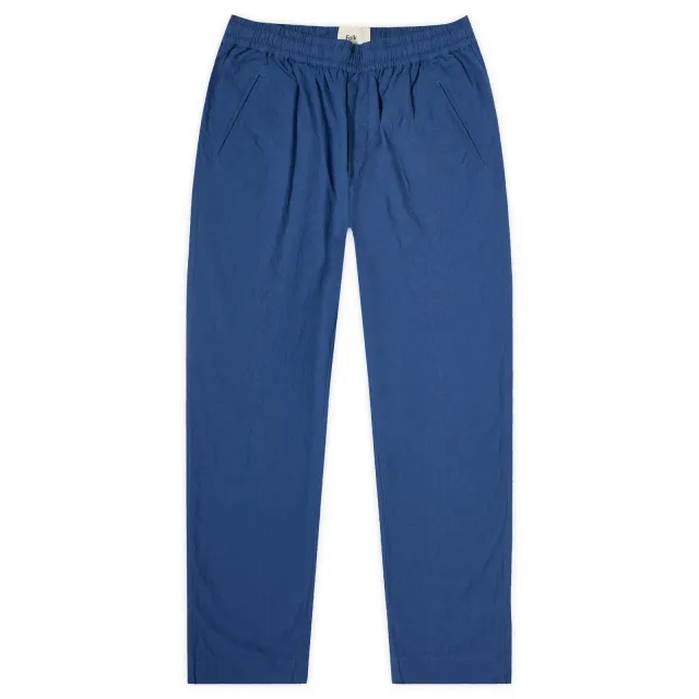 Folk Men's Drawcord Assembly Pants Blue Crinkle