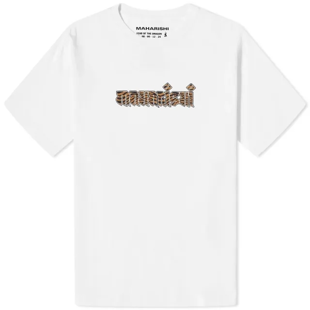 Maharishi Men's Tiger Fur Calligraphy T-Shirt White