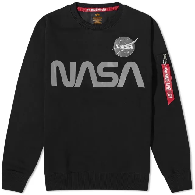 Alpha Industries Men's NASA Reflective Crew Sweat Black