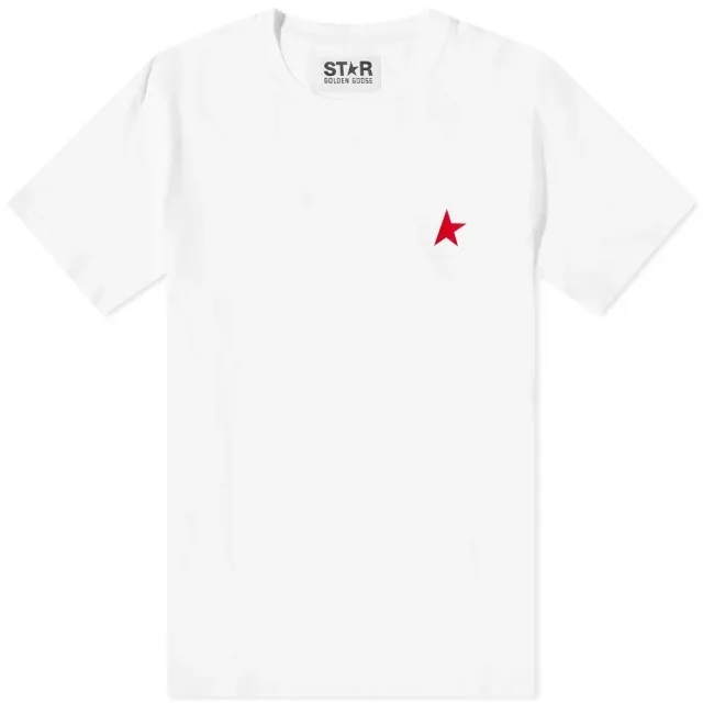 Golden Goose Men's Small Star Chest Logo T-Shirt White/Red