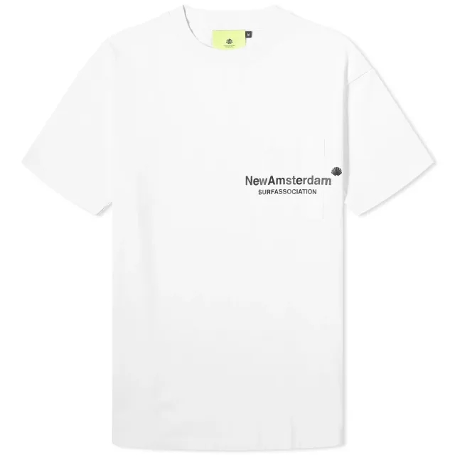 New Amsterdam Surf Association Men's Throw Pocket T-Shirt White/Black
