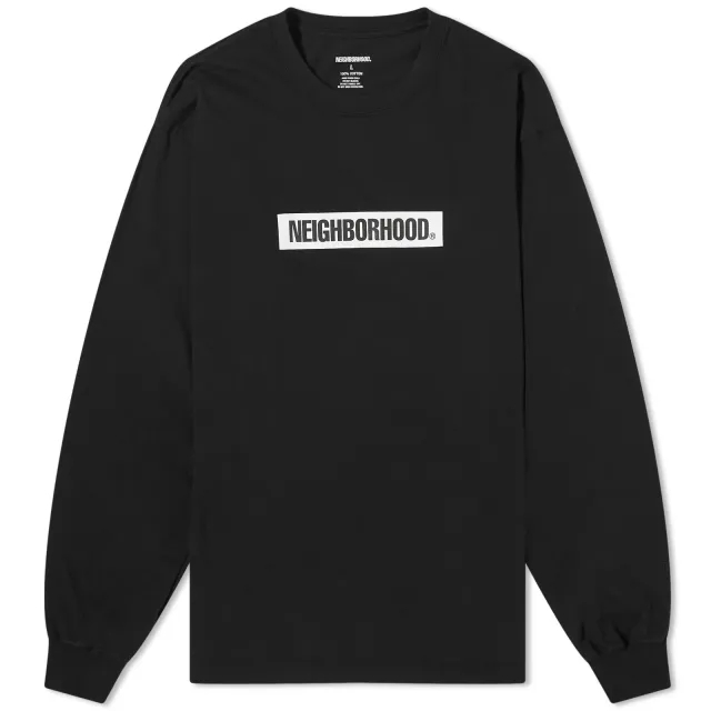 Neighborhood Men's 2 Long Sleeve Box Logo T-Shirt Black