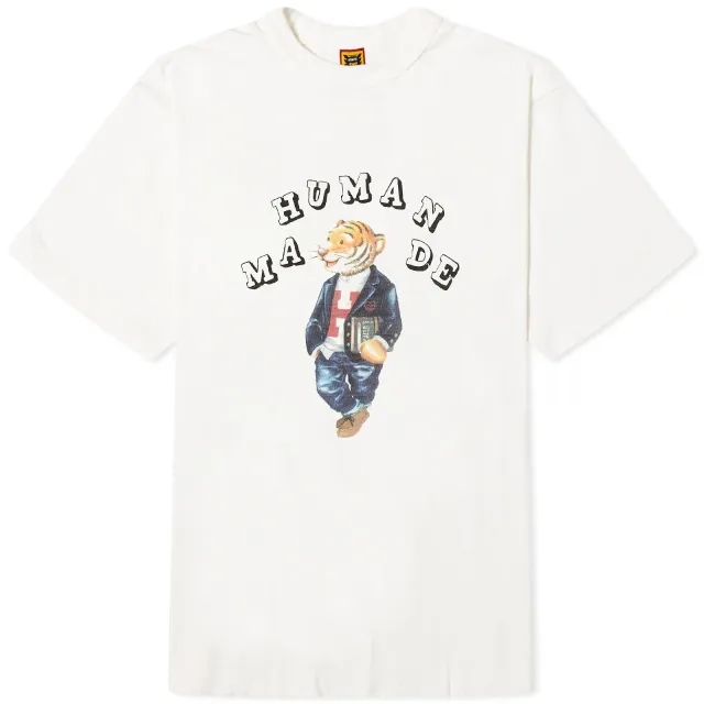 Human Made Men's Polo Tiger Bear White
