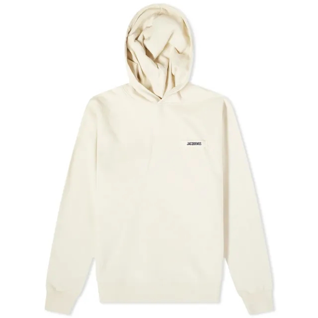 Jacquemus Men's Gros Grain Logo Hoodie Beige