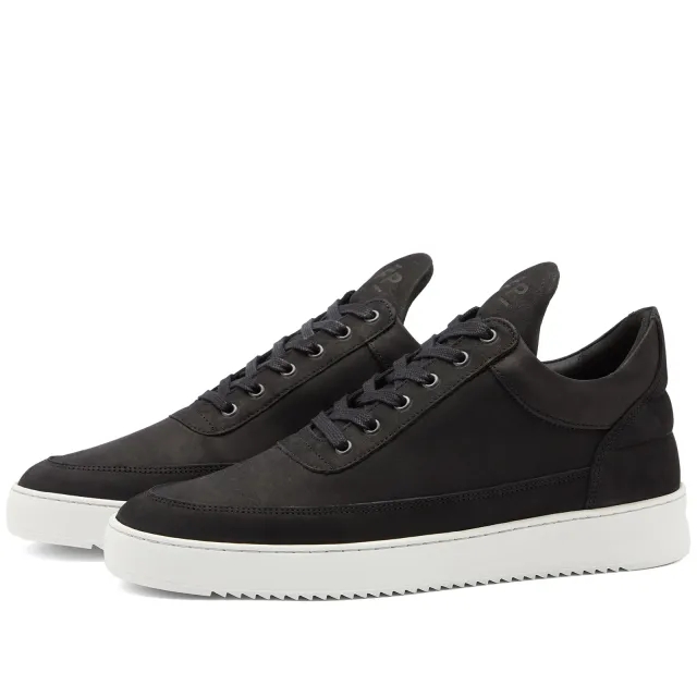 Filling Pieces Men's Low Top Sneaker Ripple Black/White Nubuck