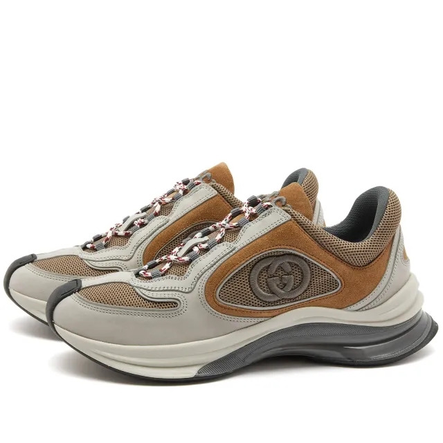 Gucci Men's Run Premium Sneaker Off White/Green/Beige