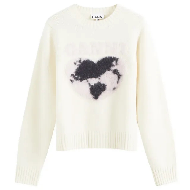 GANNI Women's O-Neck Jumper Egret