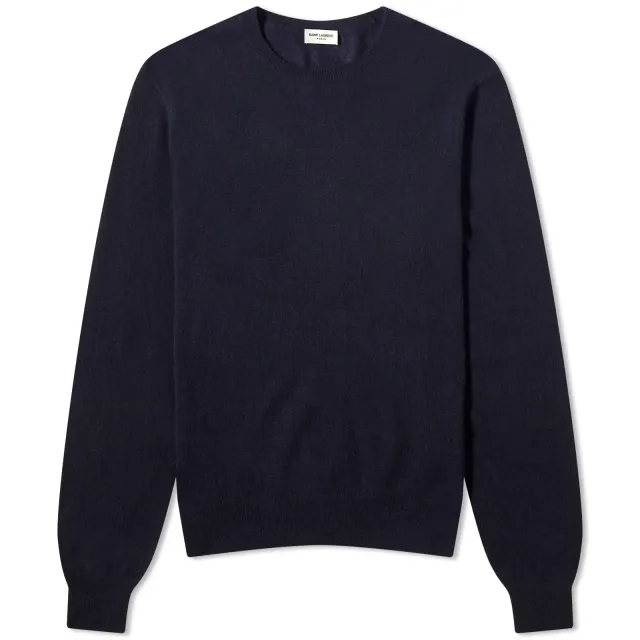Saint Laurent Men's Cashmere Crew Jumper Blue Night