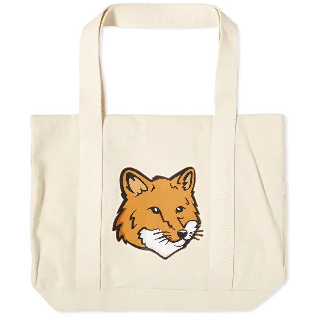 Maison Kitsuné Maison Kitsune Fox Head Tote Bag Ecru