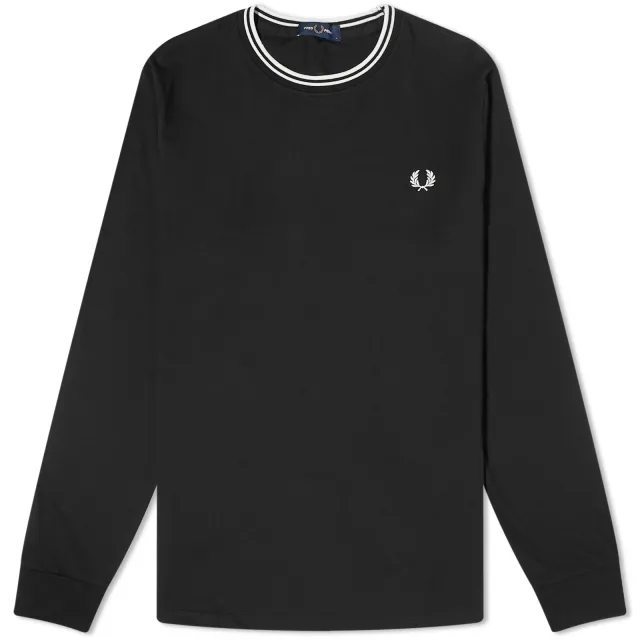 Fred Perry Men's Long Sleeve Twin Tipped T-Shirt Black