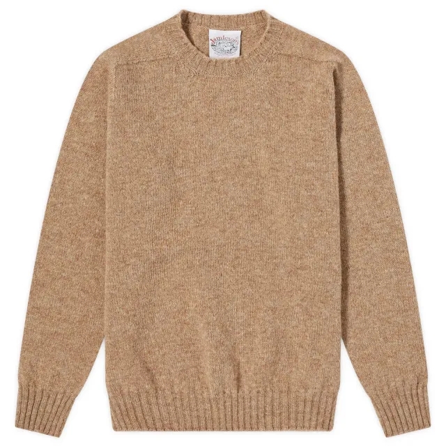 Jamieson's of Shetland Men's Crew Knit Camel