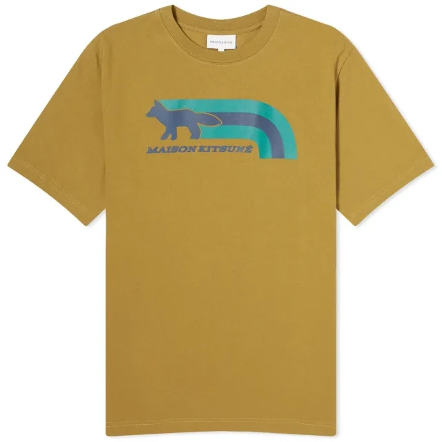 Maison Kitsuné Men's Flash Fox Comfort T-Shirt Khaki Green